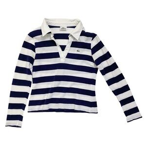 Lacoste Blue & White Striped Rugby Shirt